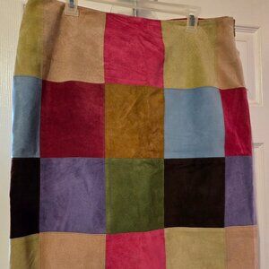 INC Genuine Suede Patchwork Skirt Size 14 Great Condition